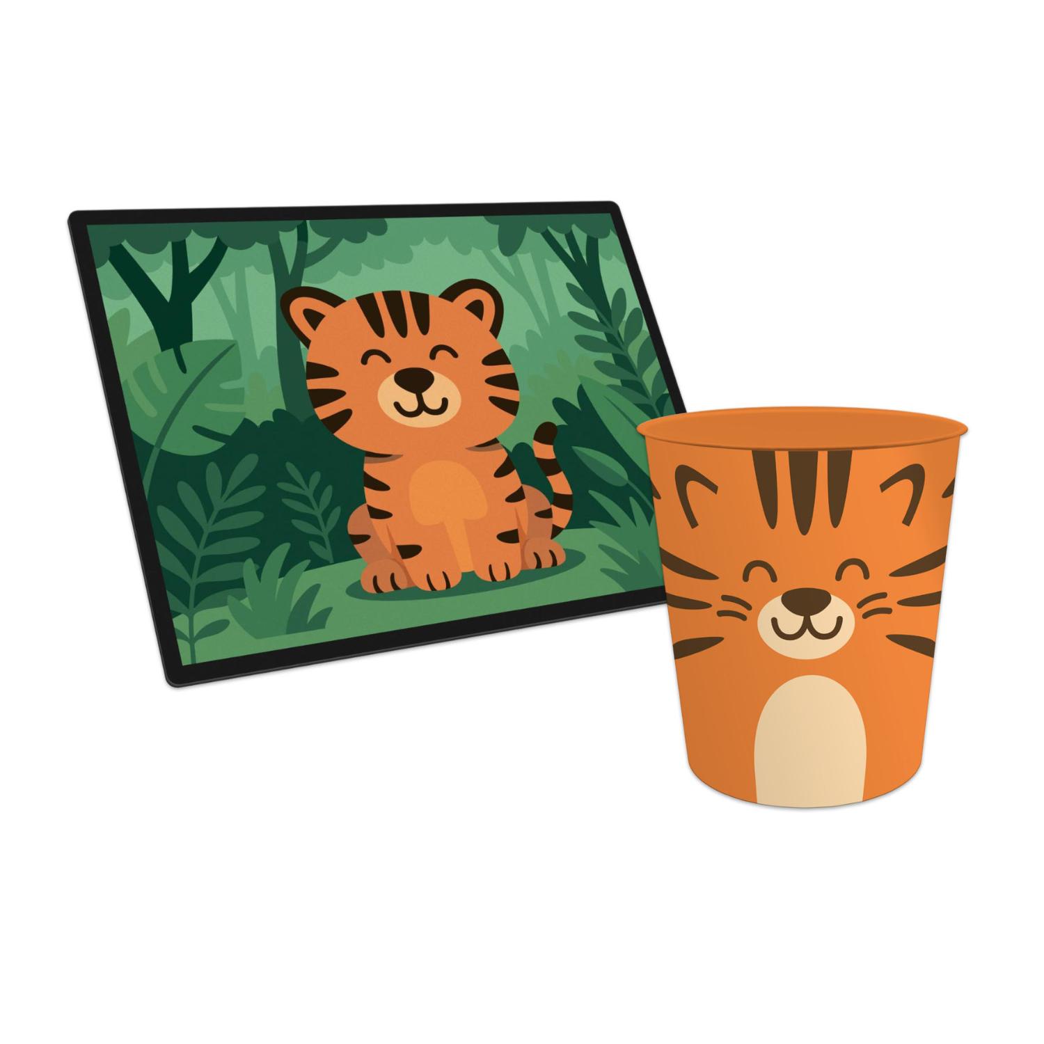 itenga Papierkorb mit Schreibunterlage KAWAII Motiv TIGE...