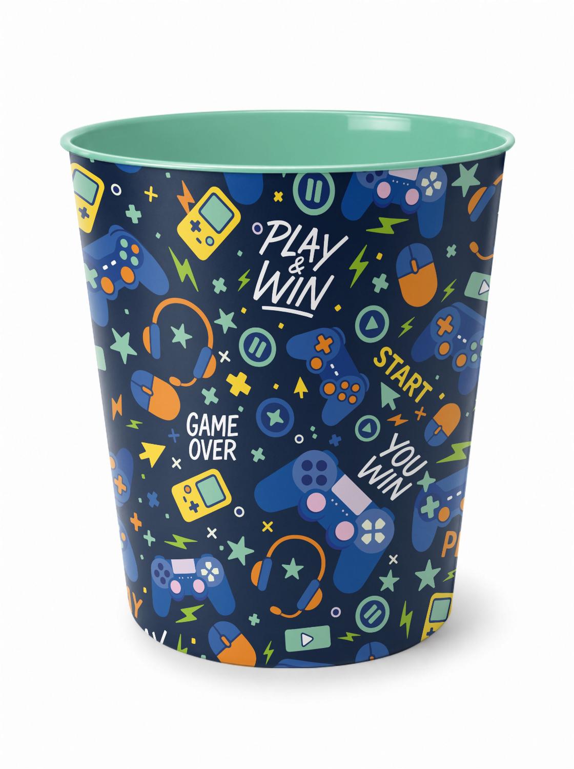 itenga Papierkorb ca. 11 Liter - Motiv GAMING Play and Win