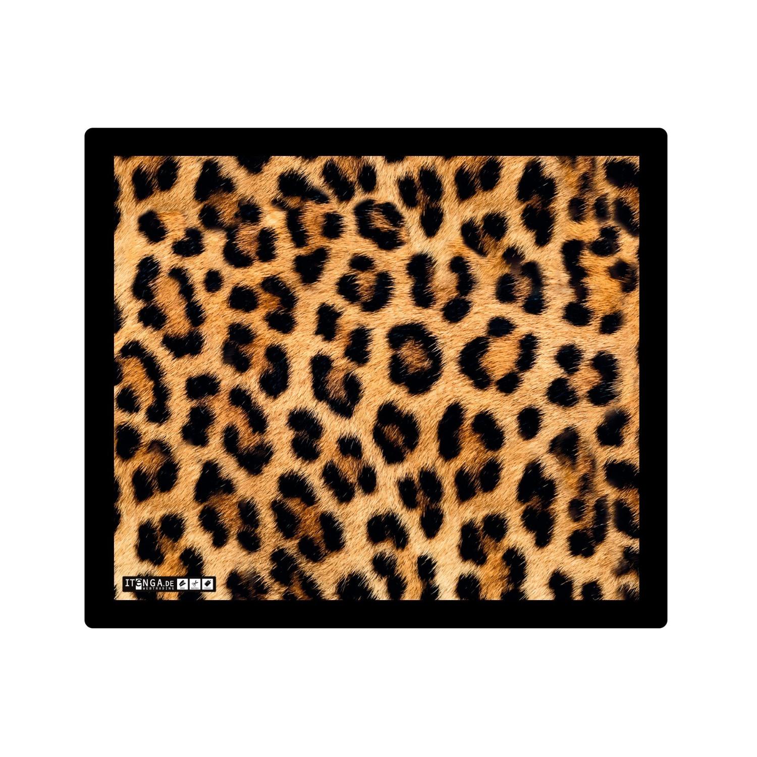 ITENGA Mauspad LEOPARD Muster 21 x 18 cm Kunststoff ruts...