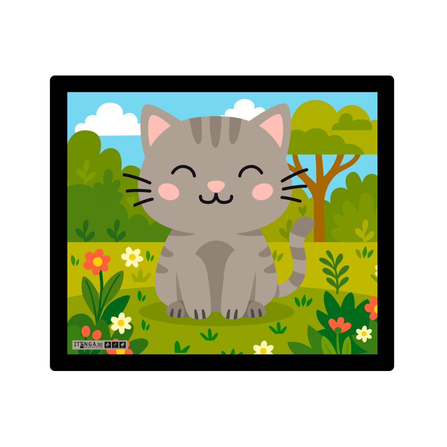 ITENGA Mauspad Kawaii Design - KATZE 21 x 18 cm Kunststo...