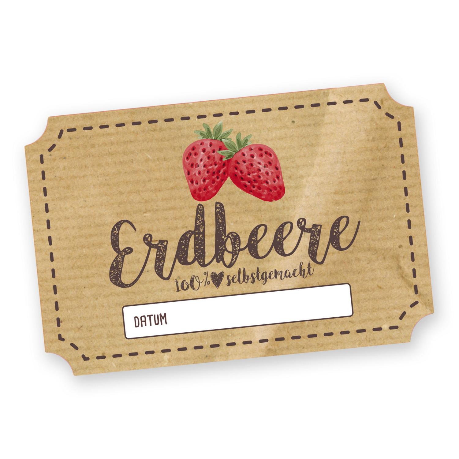 Itenga 50 x Marmeladenetikett rechteckig 6x4cm Erdbeere