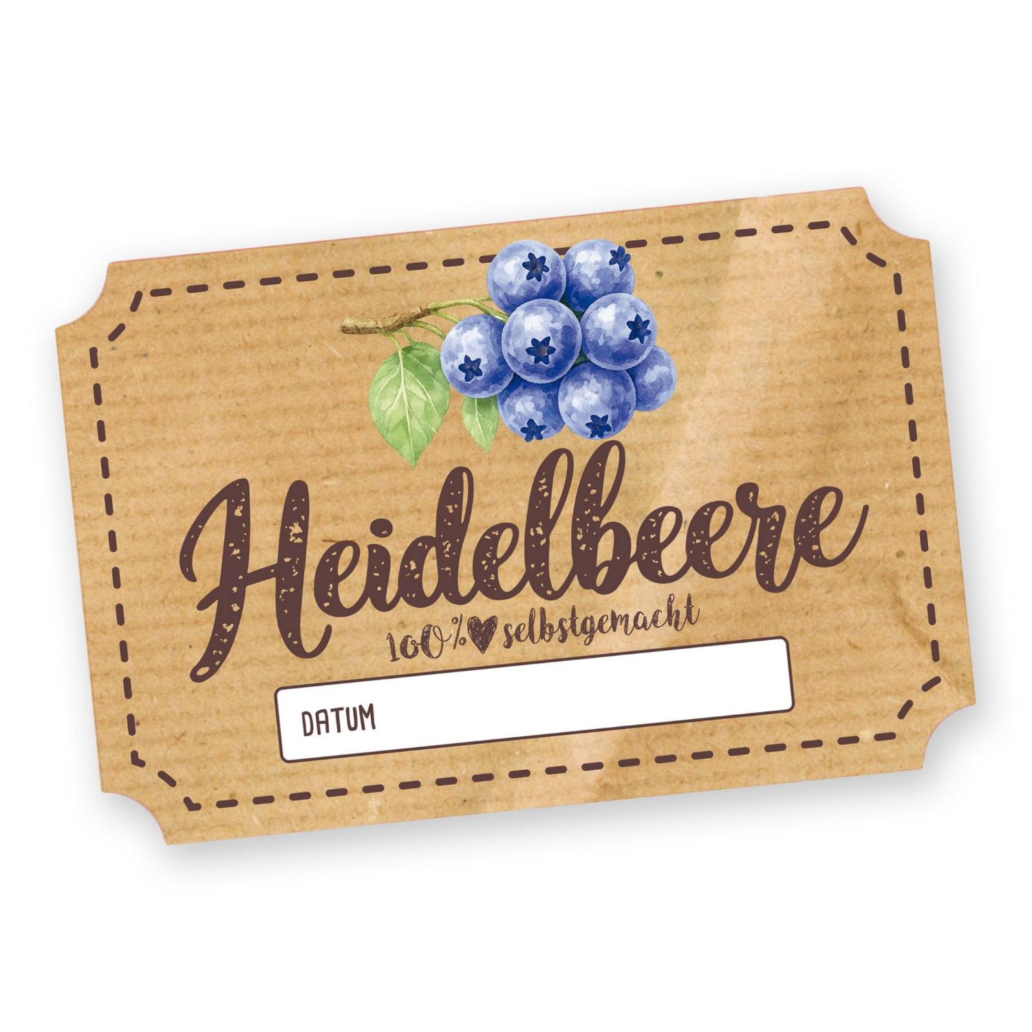 Itenga 50 x Marmeladenetikett rechteckig 6x4cm Heidelbeere