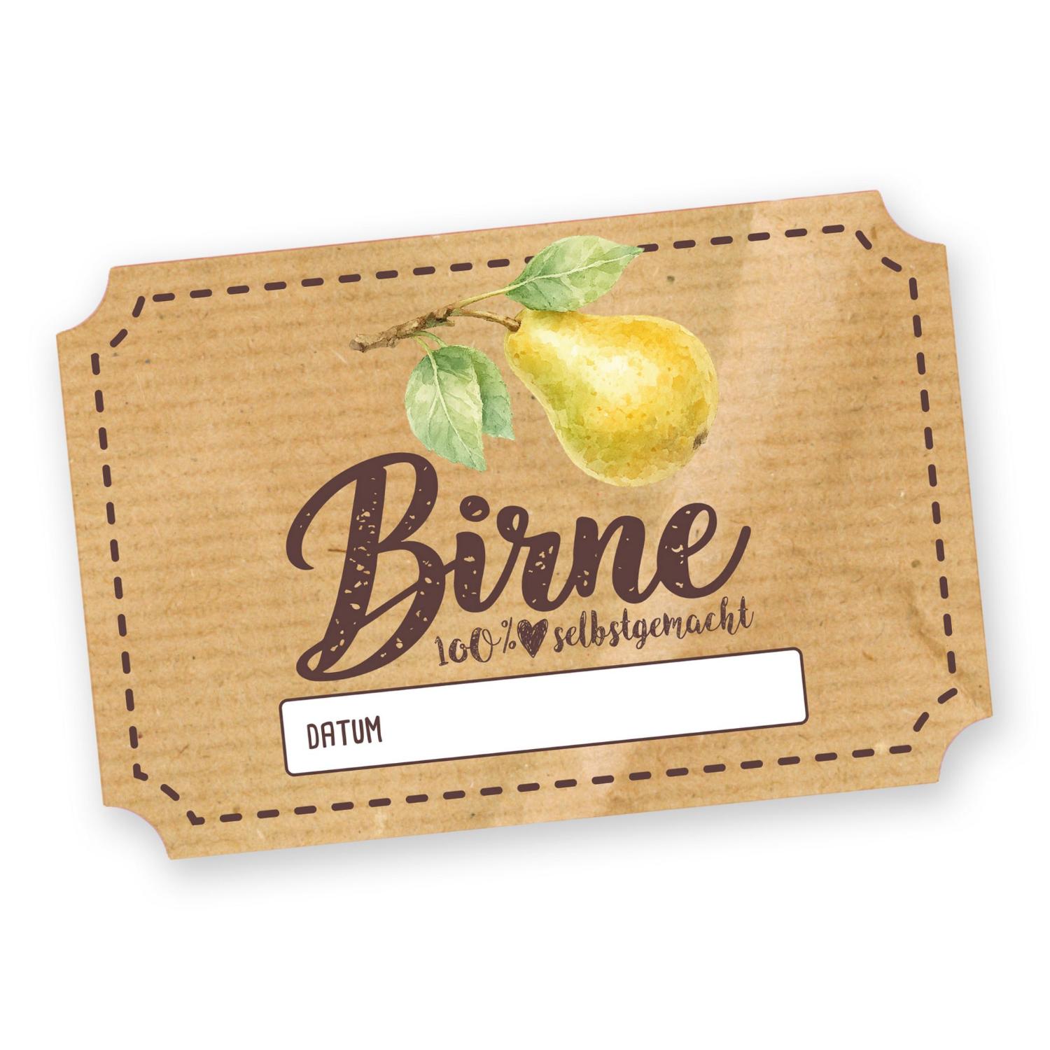 Itenga 50 x Marmeladenetikett rechteckig 6x4cm Birne