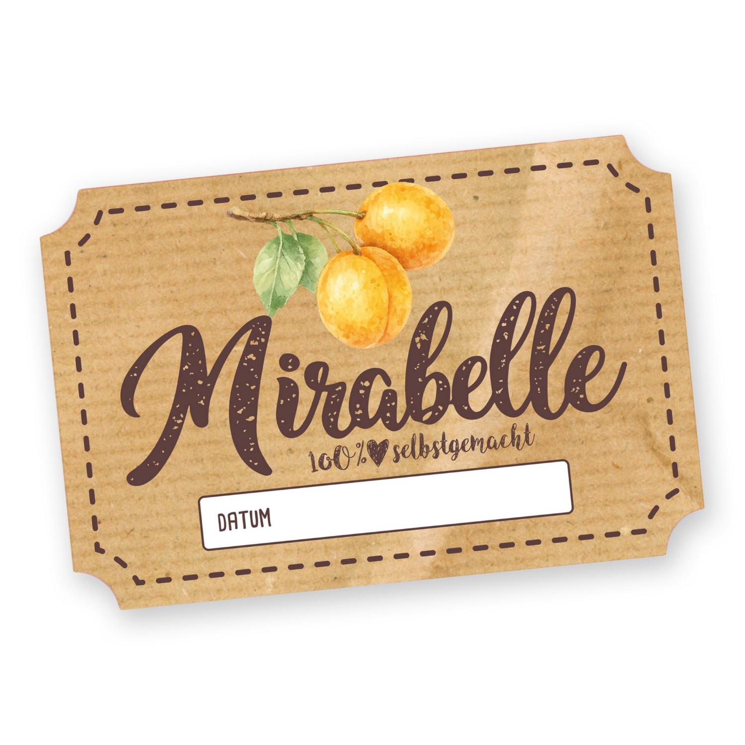 Itenga 50 x Marmeladenetikett rechteckig 6x4cm Mirabelle