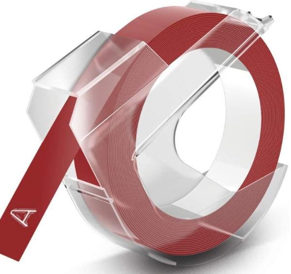 DYMO Pr�geband 3D, 9 mm breit, 3 m lang, rot, gl�nzend
