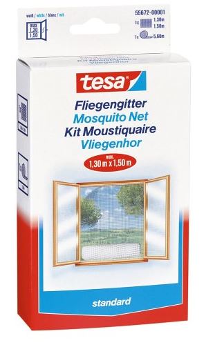 tesa Fliegengitter STANDARD fr Fenster 1,50 mx1,30m WEISS