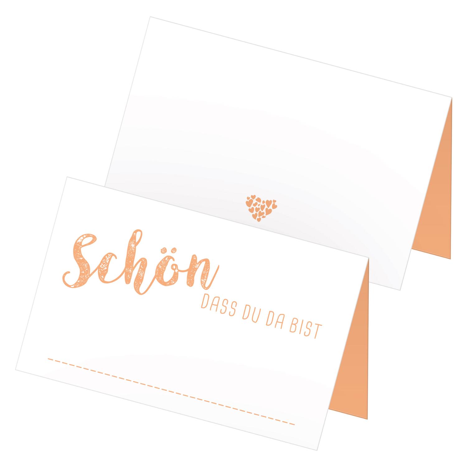 itenga 48x Tischkarten "Sch�n dass du da bist" apricot