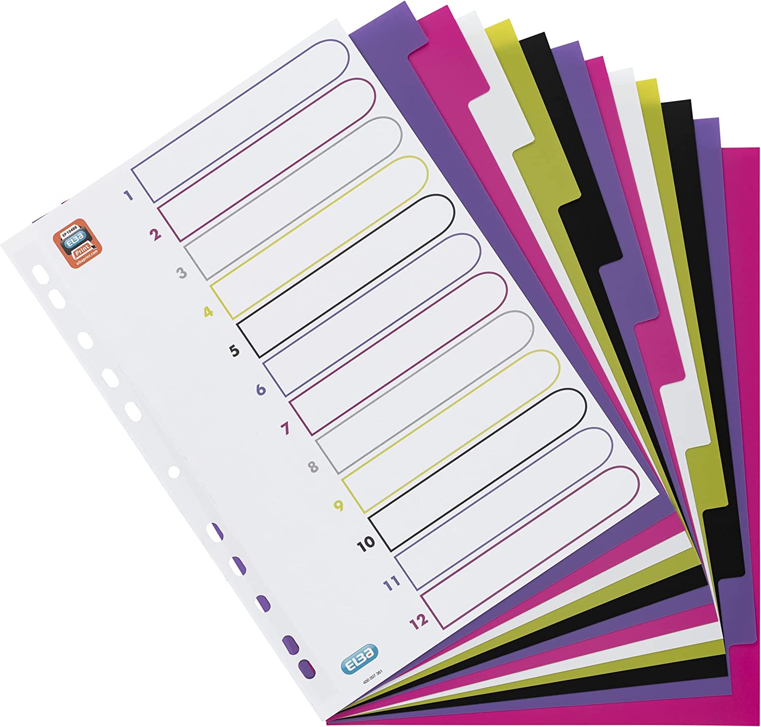 Oxford Kunststoff-Register myColour, A4, 12-teilig, blanko