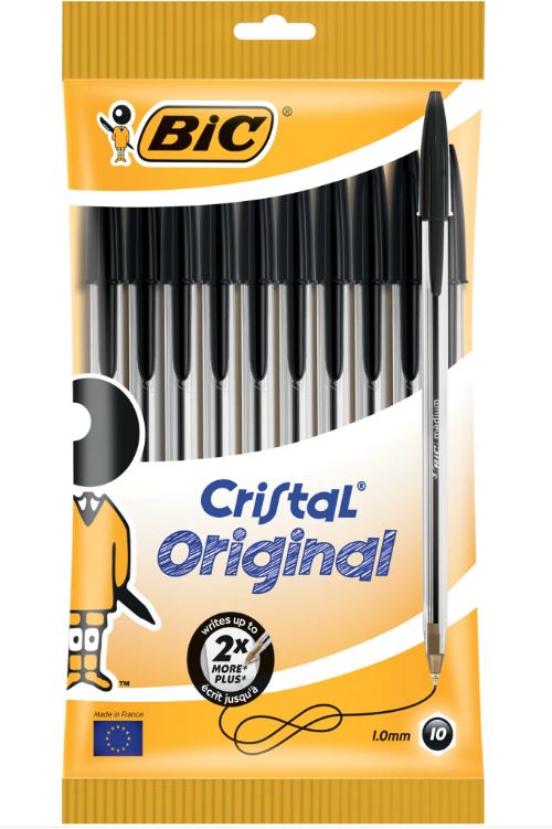 BIC Kugelschreiber Cristal Original, schwarz, im 10er Be...