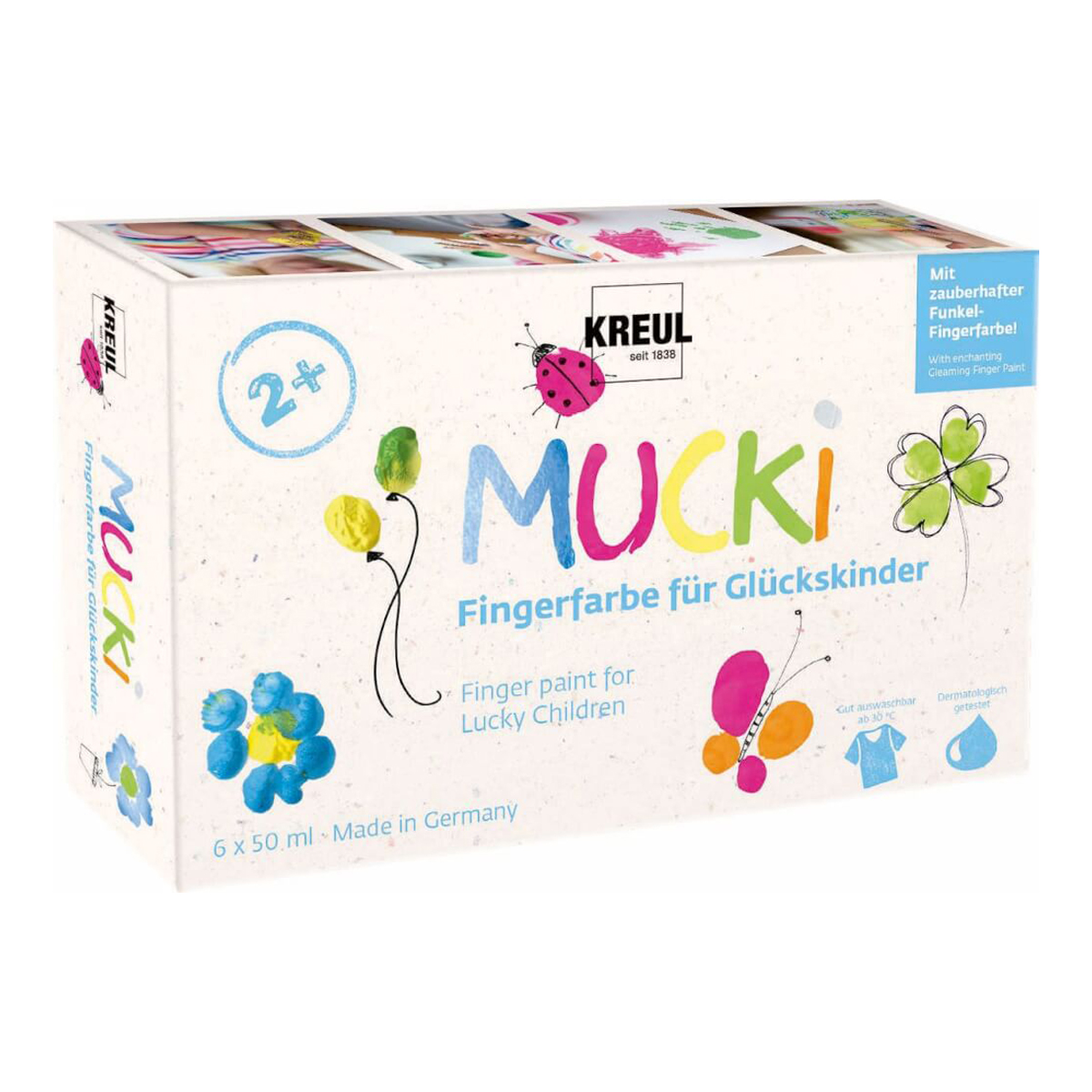 KREUL Fingerfarbe "MUCKI" f�r Gl�ckskinder, 50 ml, 6er-Set