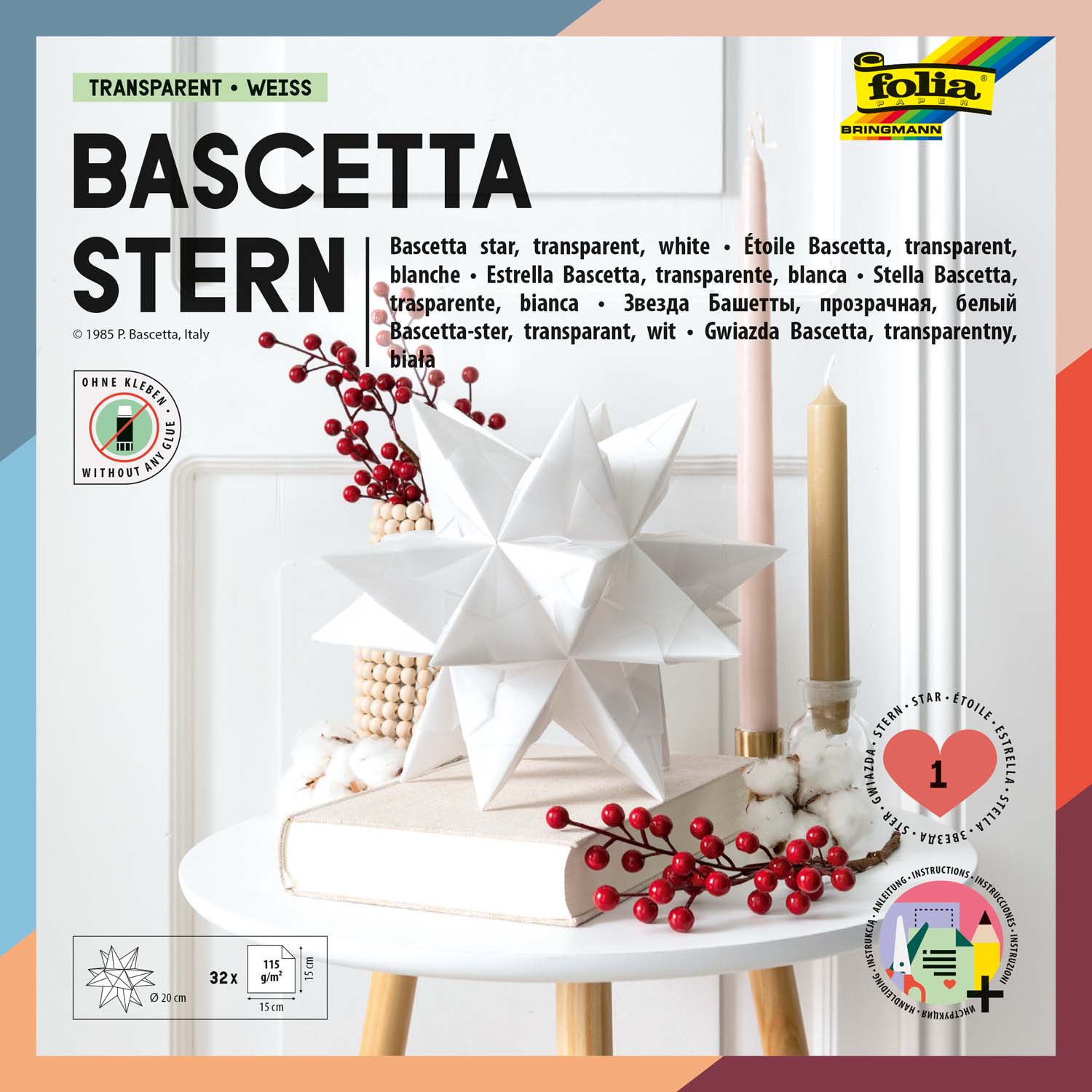 folia Faltbl�tter Bascetta-Stern, wei�-transparent 150 x...