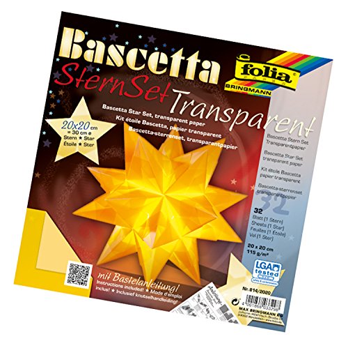 folia Faltbltter Bascetta-Stern gelb-transparent 20x20cm
