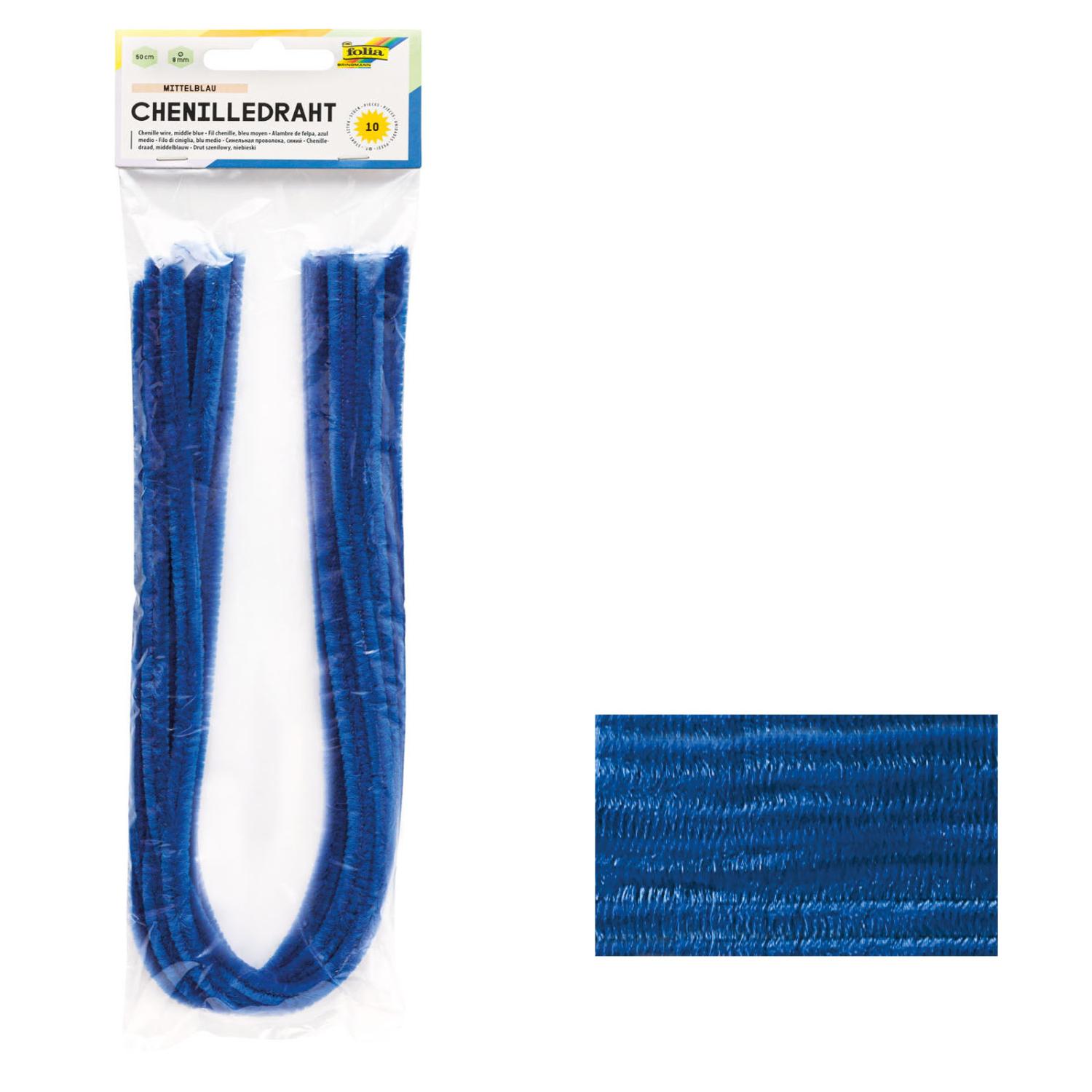 folia Chenilledraht Pfeifenputzer mittelblau 8mm Durchme...