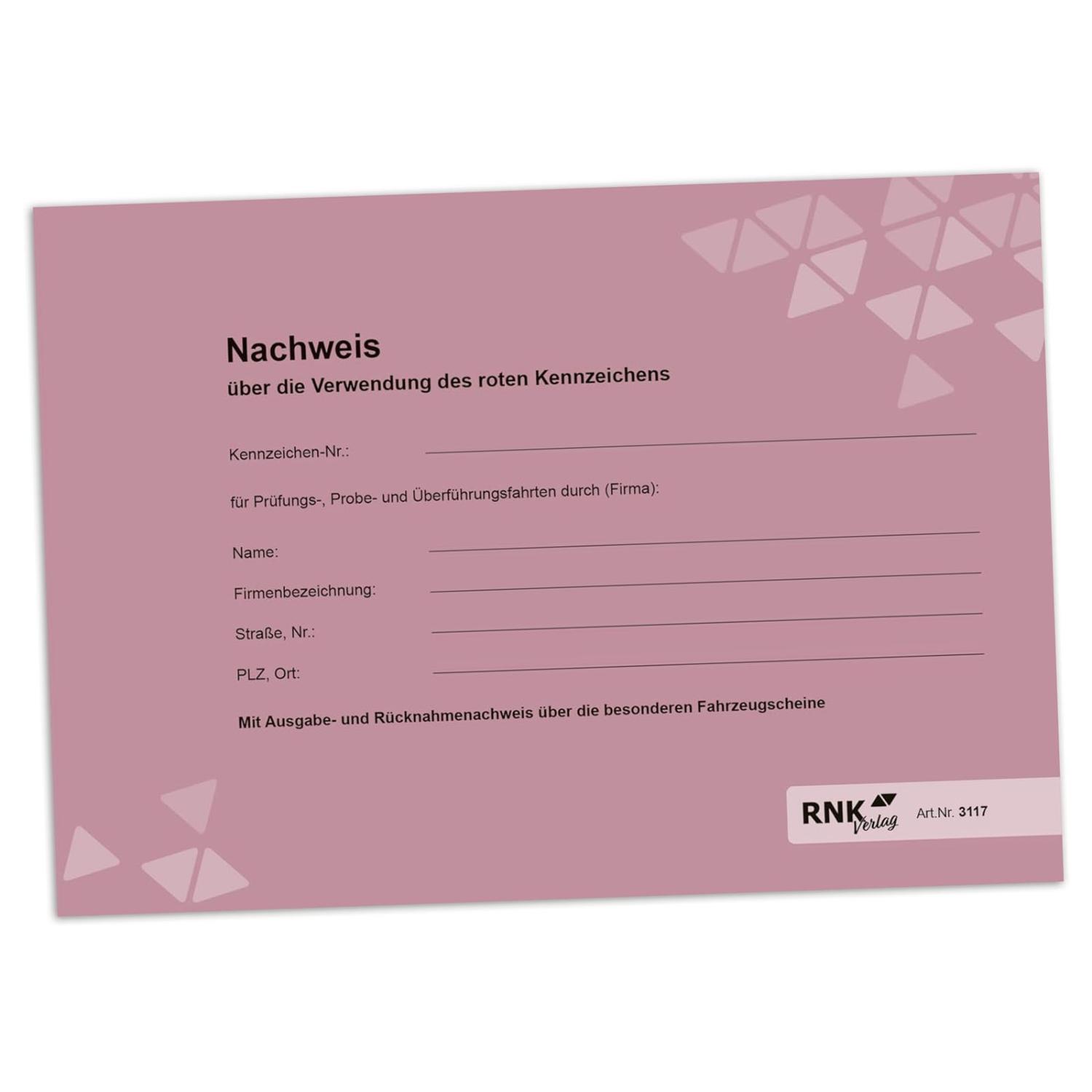 RNK Nachweisbuch Rote Kennzeichen