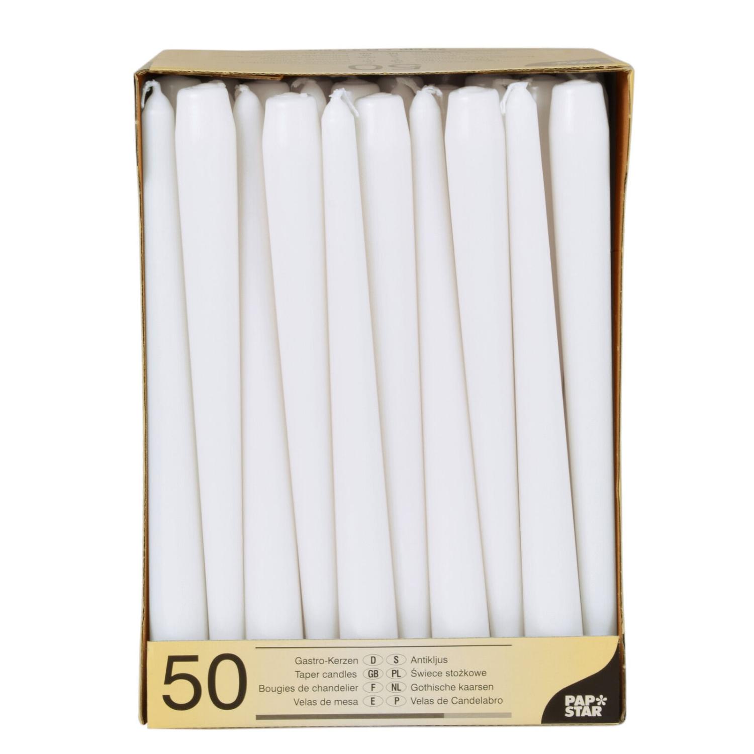 PAPSTAR Leuchterkerzen, 22 mm, wei�, 50er Pack