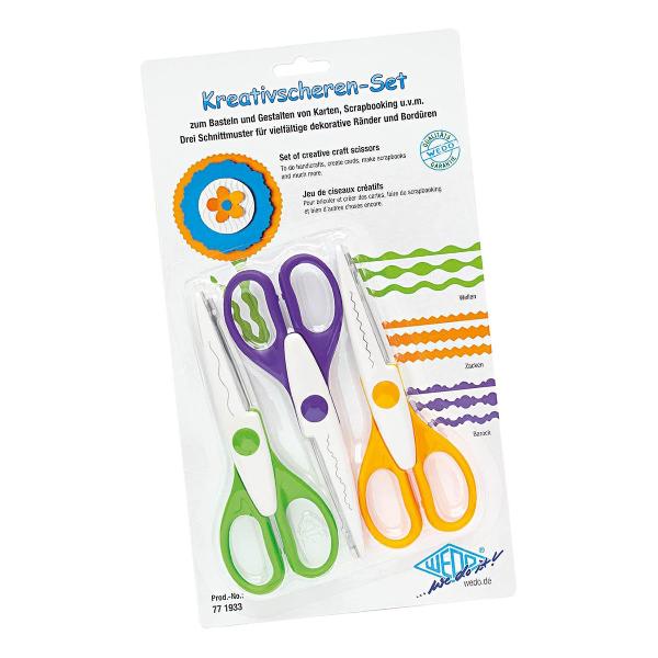 WEDO Konturenscheren-Set, 3er Set, farbig sortiert