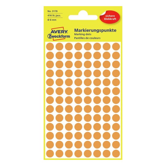 AVERY Zweckform Markierungspunkte, Durchmesser 8 mm, orange