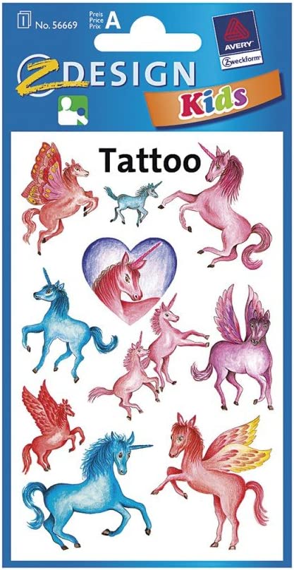 Avery Zweckform - Tattoo Aufkleber - Einhorn 56669