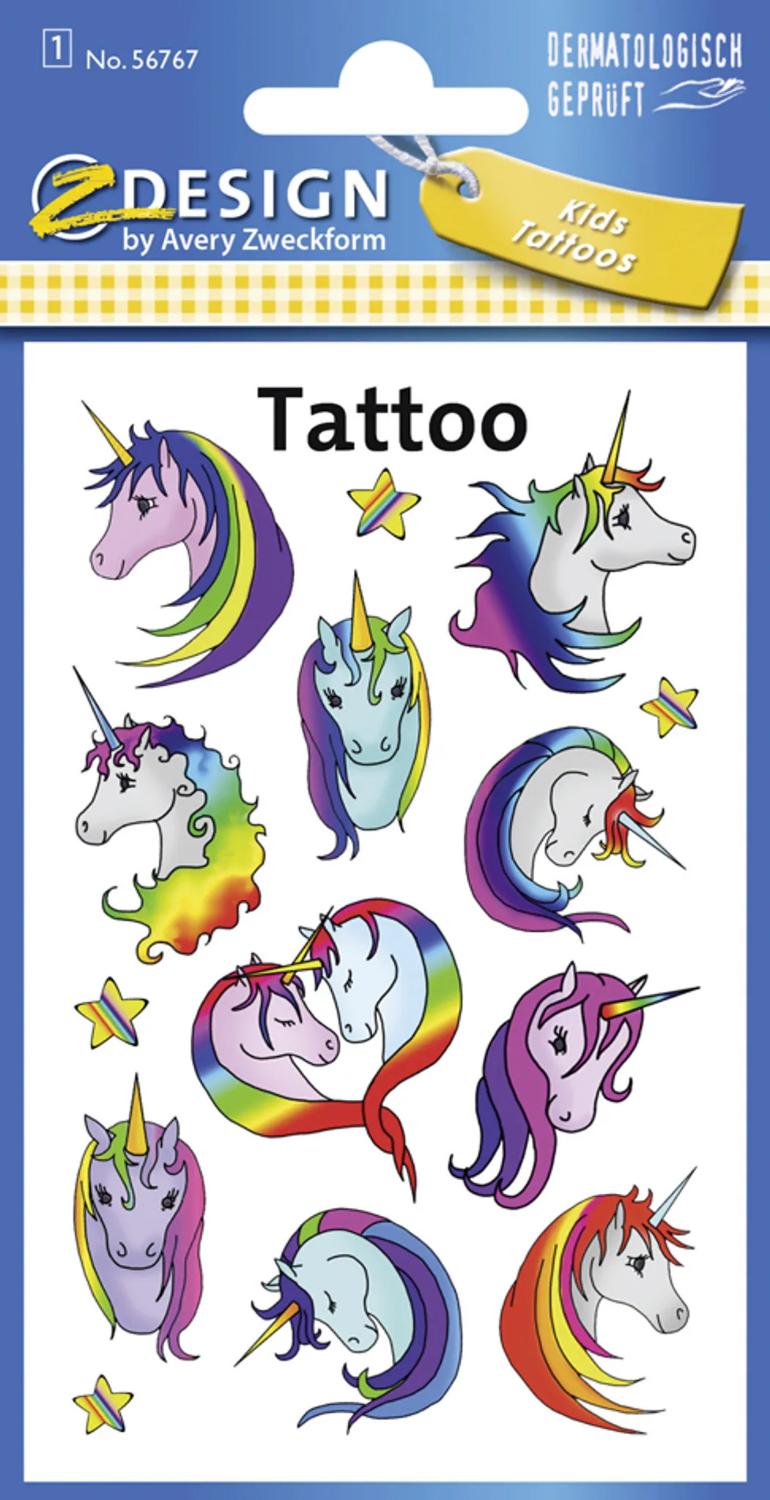 Avery Zweckform - Tattoo Aufkleber - Einhorn - 56767