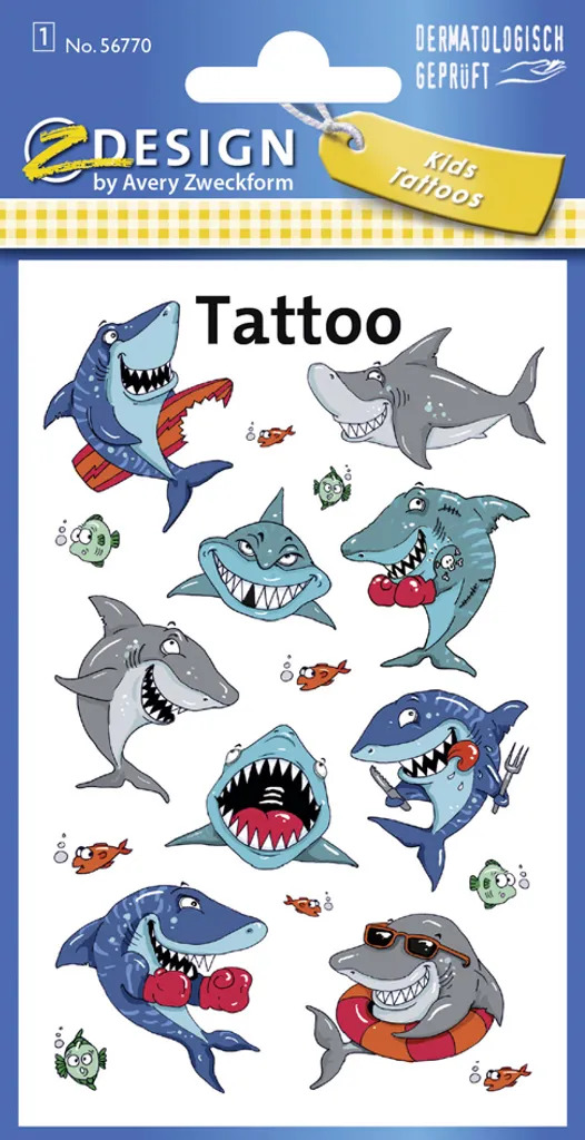 Avery Zweckform - Tattoo Aufkleber - Haie - 56770