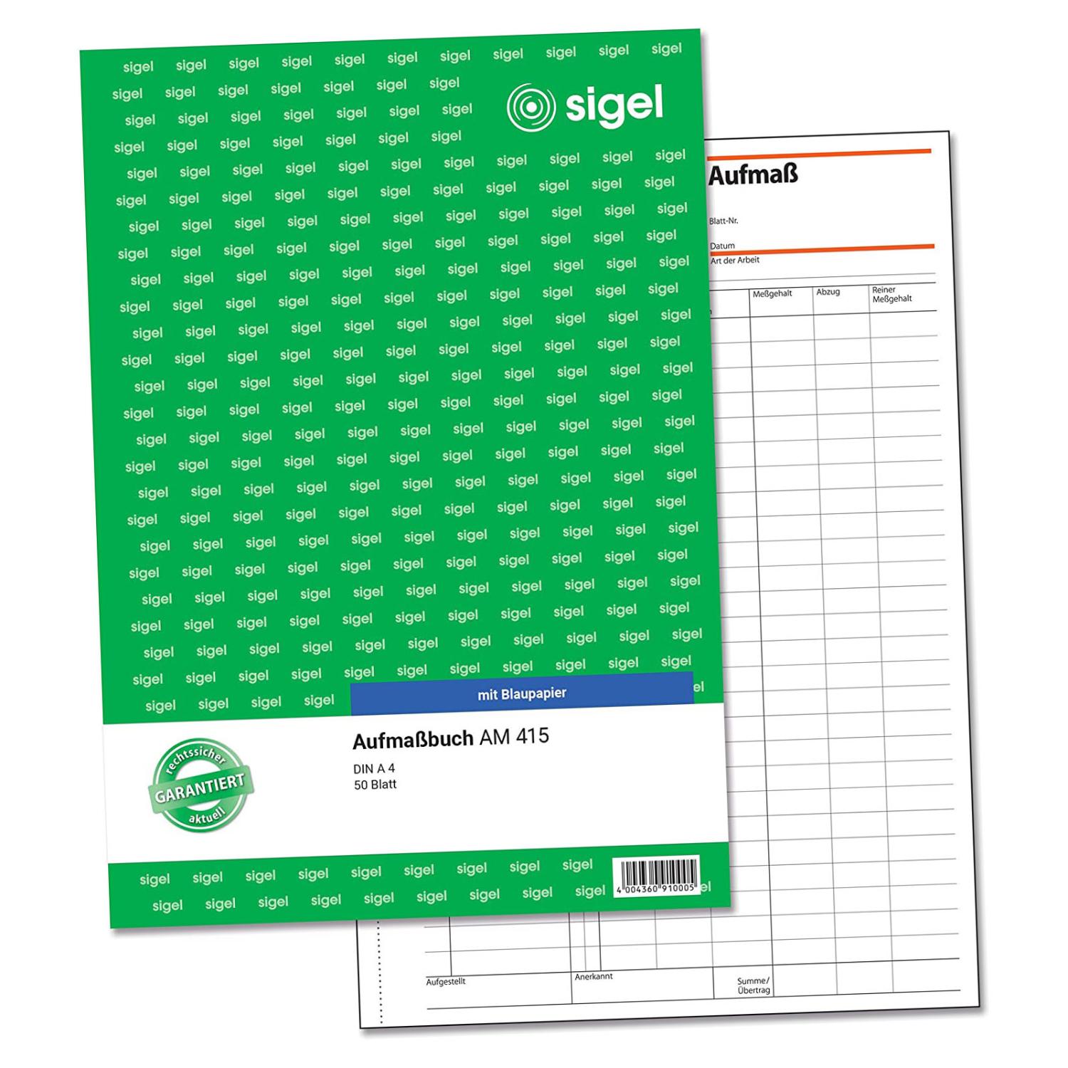 sigel Formularbuch "Aufma�buch", A4, 50 Blatt, Blaupapier