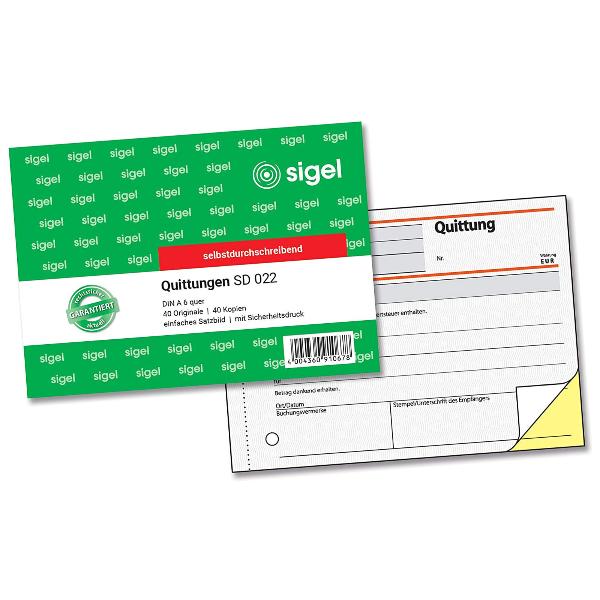 SIGEL Quittung A6/2x40BL