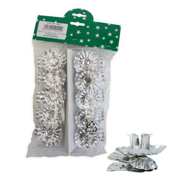 Riffelmacher 10x Christbaumkerzenhalter silber