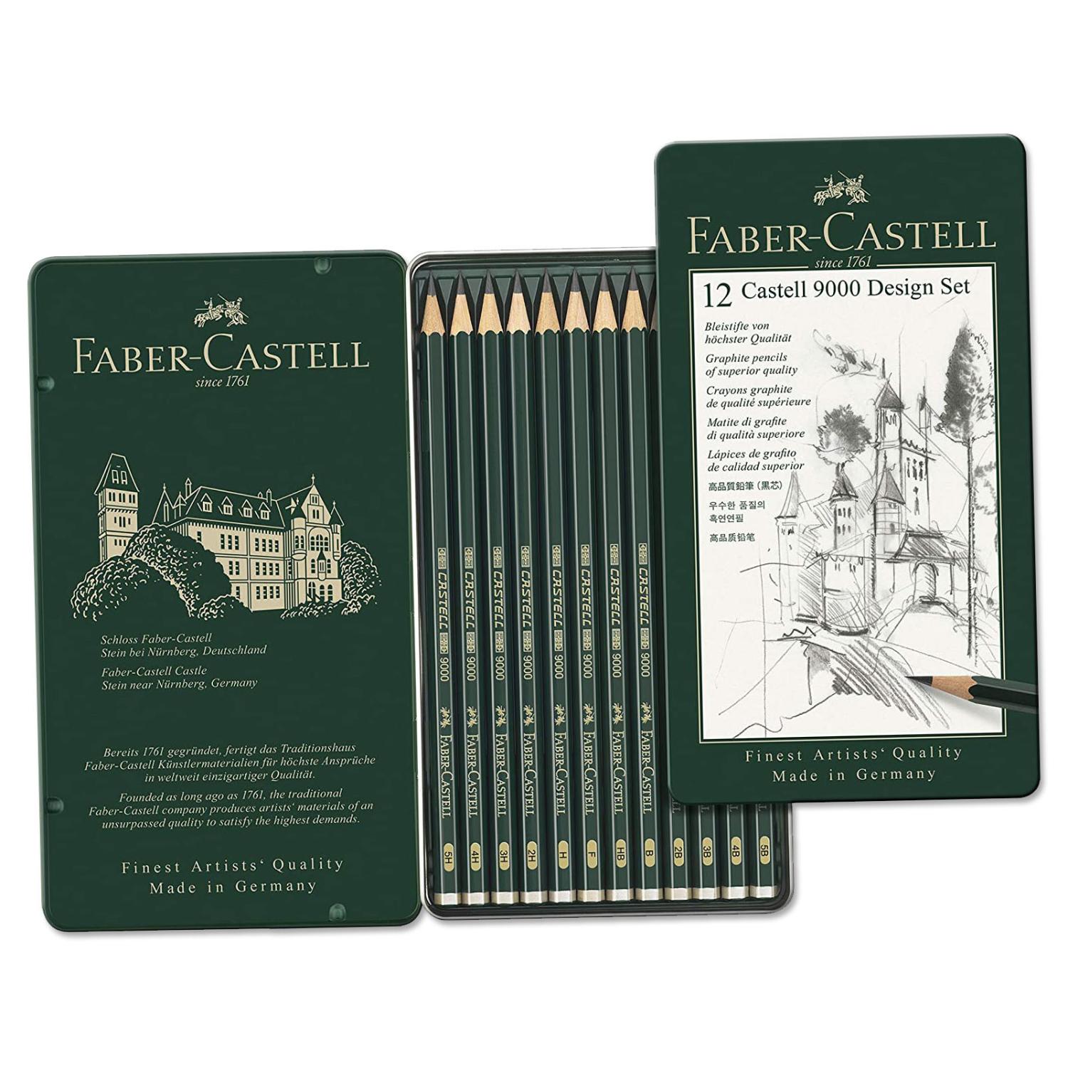 FABER-CASTELL Bleistift CASTELL 9000 Design, 12er Metall...