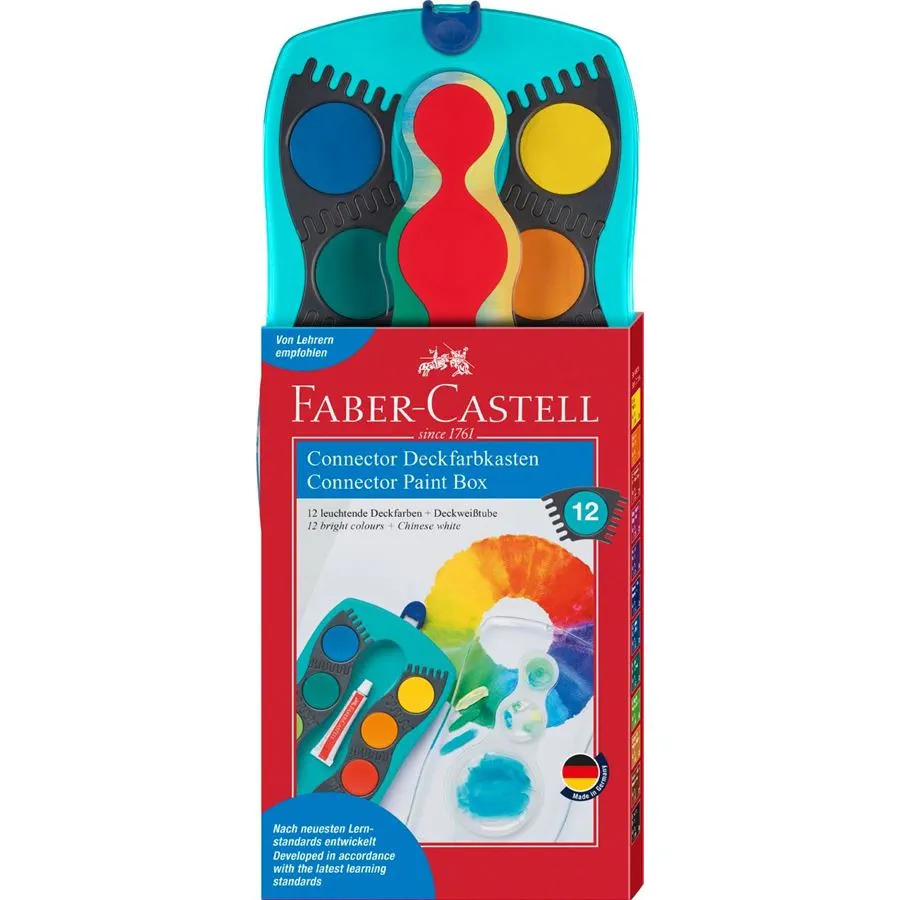 FABER CASTELL Farbkasten 12ST Connector t�rkis
