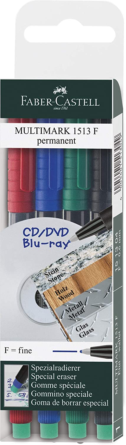 FABER-CASTELL Permanent-Marker MULTIMARK F, 4er Etui