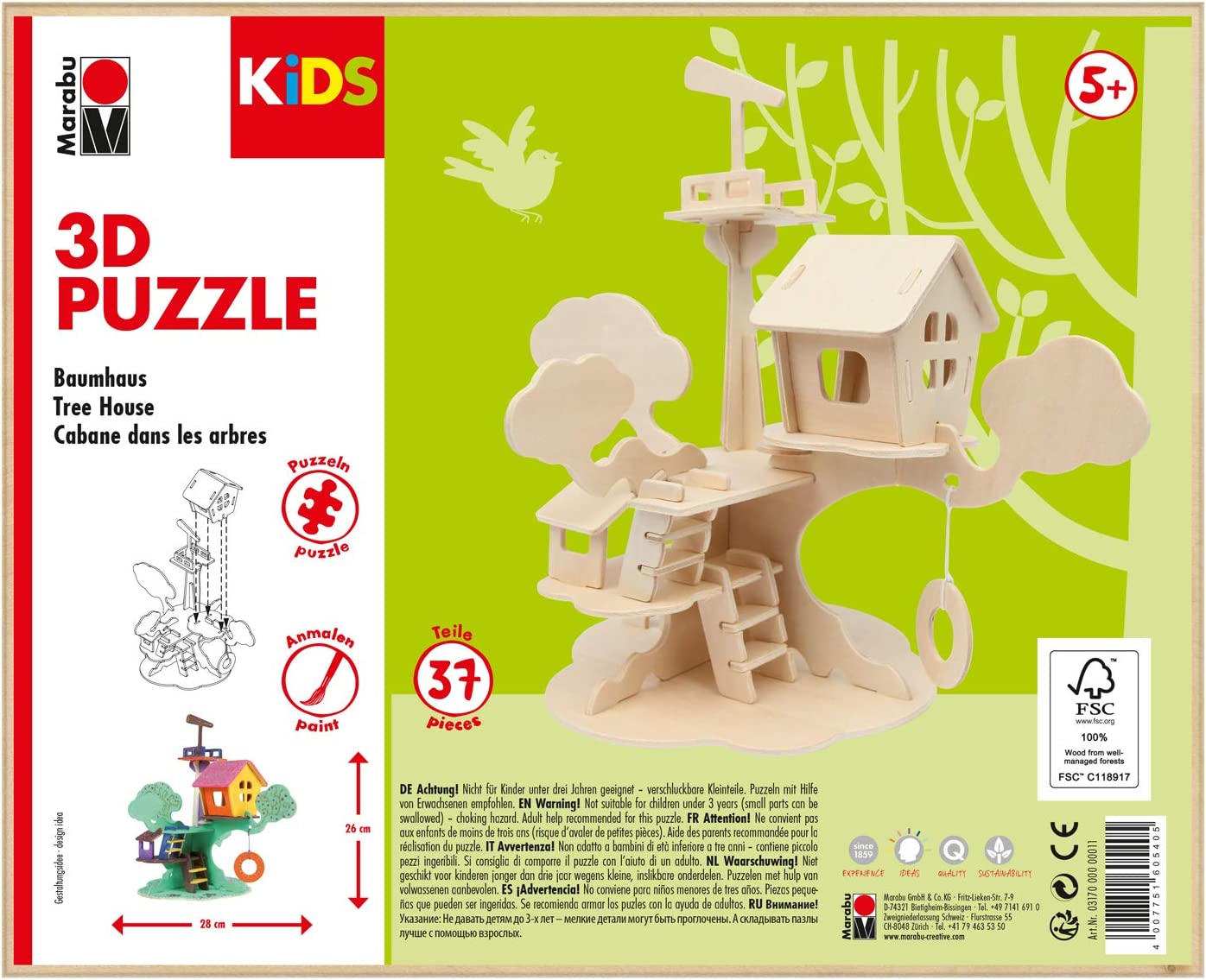 Marabu KiDS 3D Puzzle "Baumhaus", 37 Teile, ab 5 Jahre