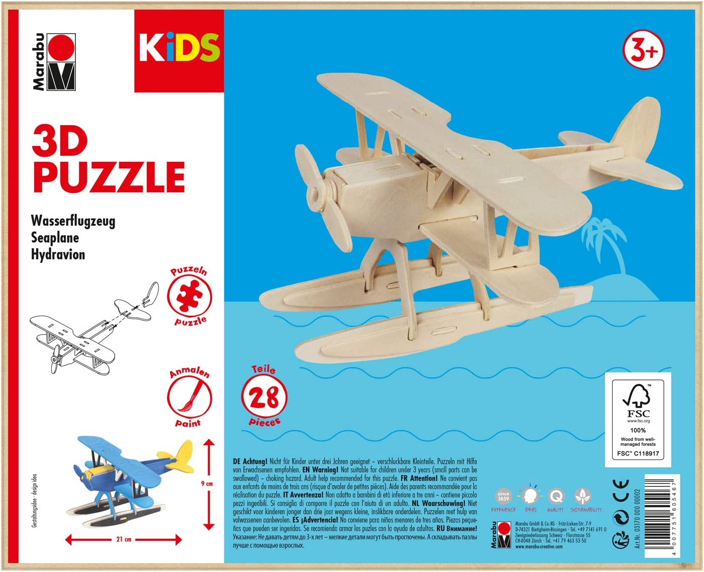 Marabu KiDS 3D Puzzle "Wasserflugzeug", 28 Teile, ab 3 J...