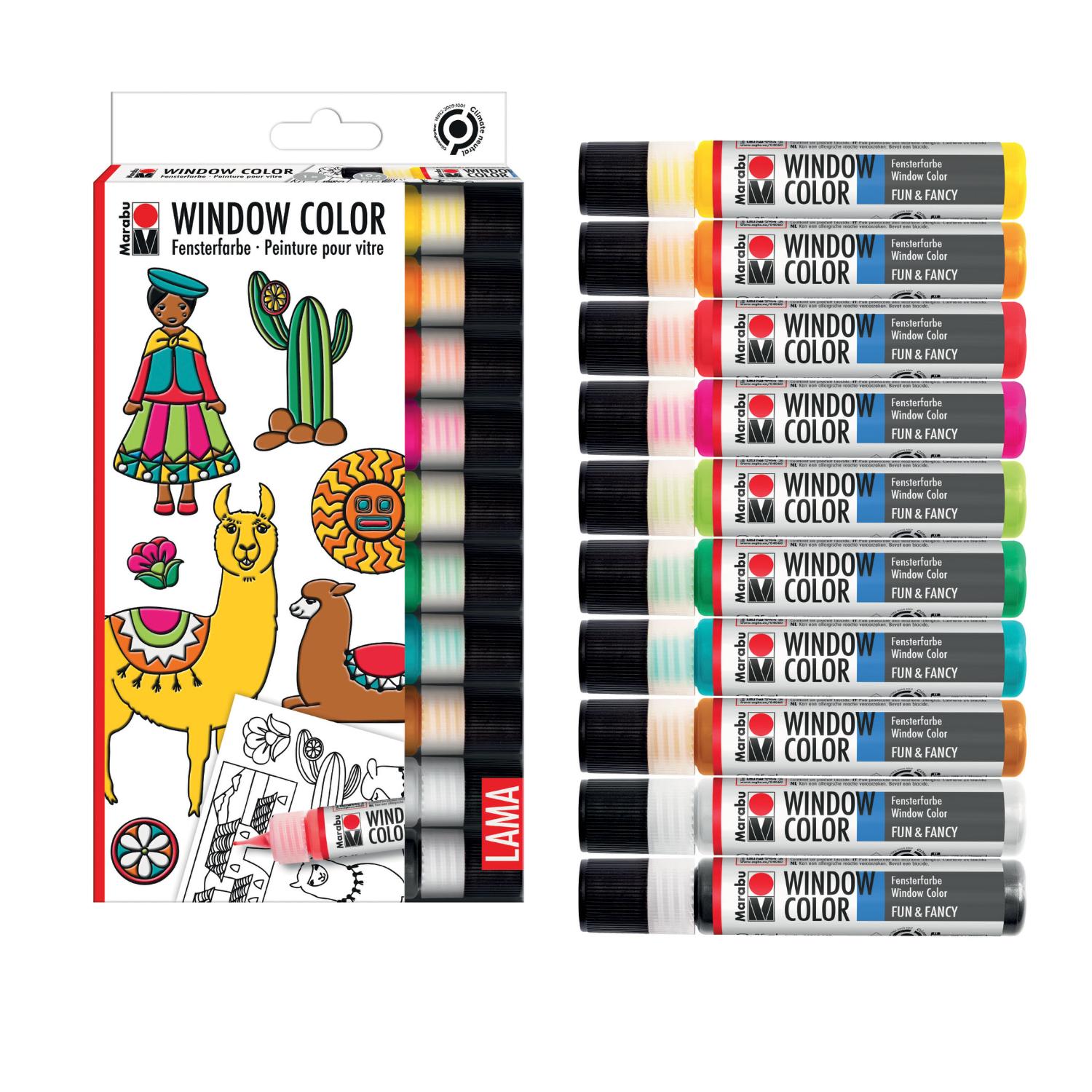 Marabu Window Color Set "LAMA", 10 x 25 ml
