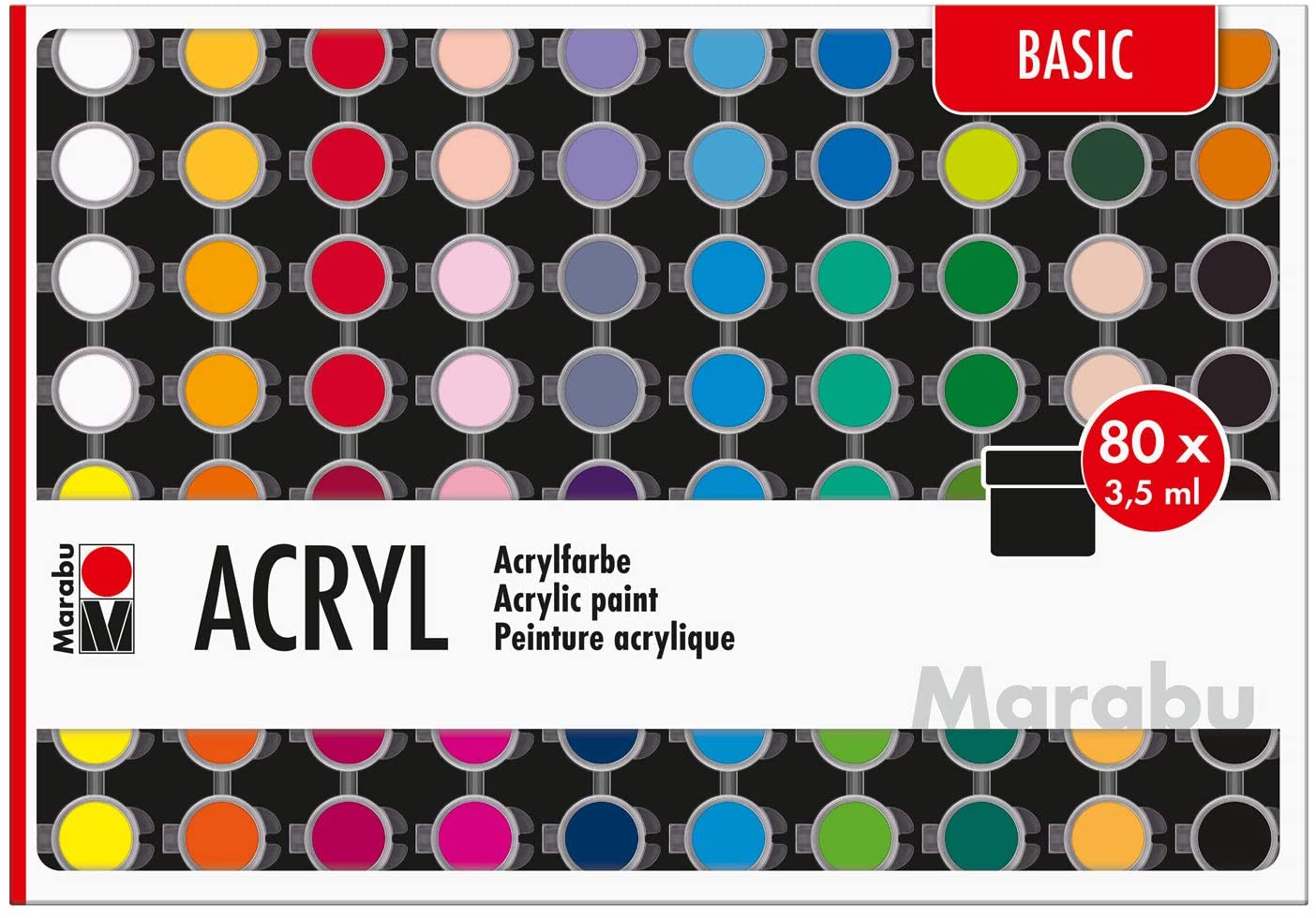 Marabu Acrylfarben-Set BASIC, 80 x 3,5 ml