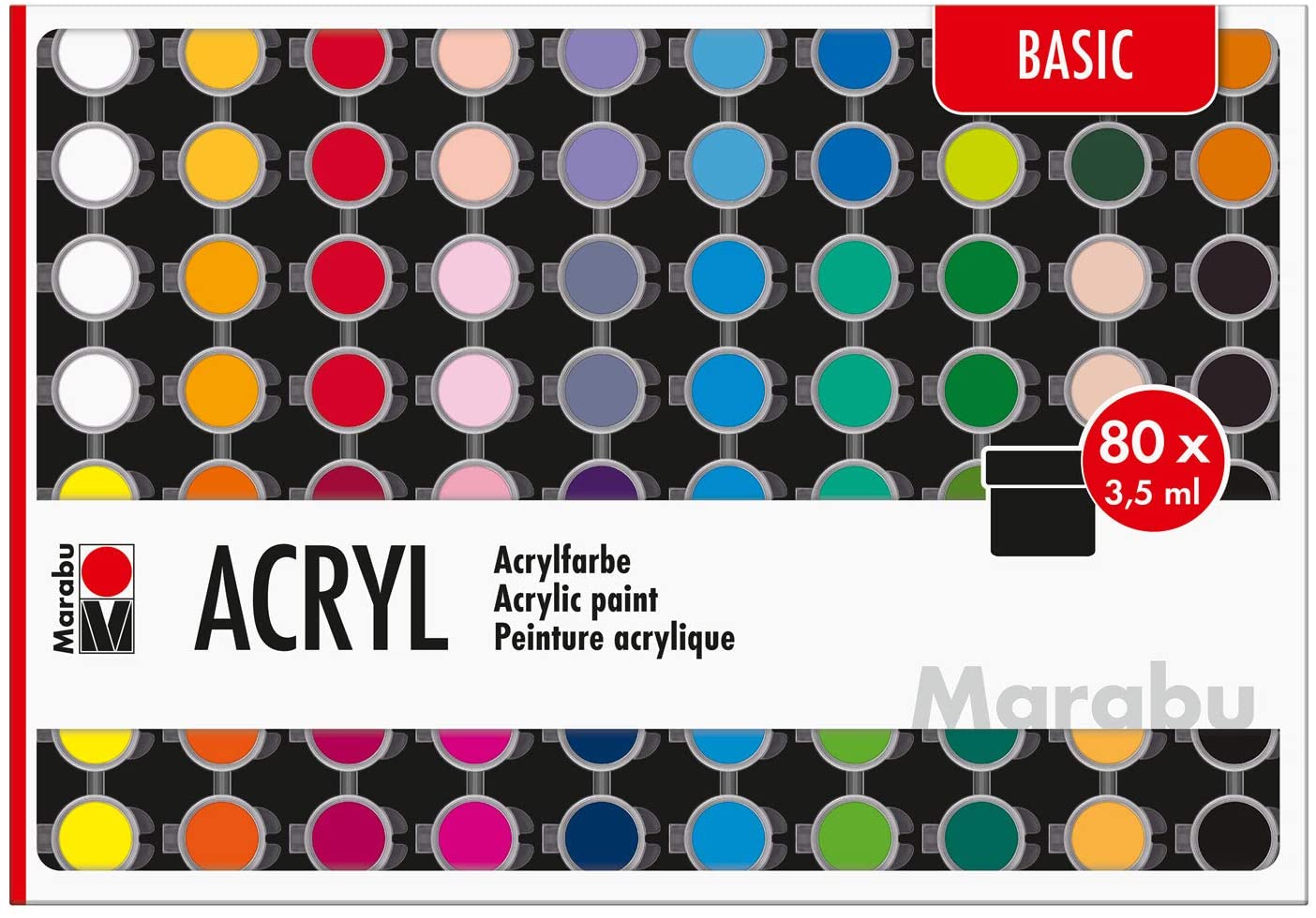 Marabu Acrylfarben-Set "BASIC", 80 x 3,5 ml