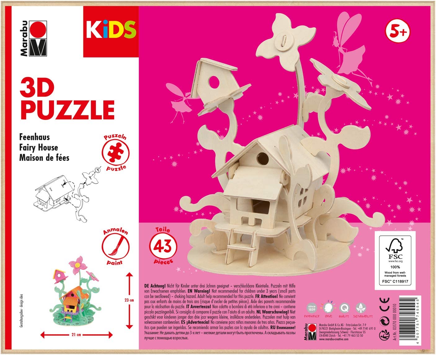 Marabu KiDS 3D Puzzle "Feenhaus", 43 Teile, ab 5 Jahre