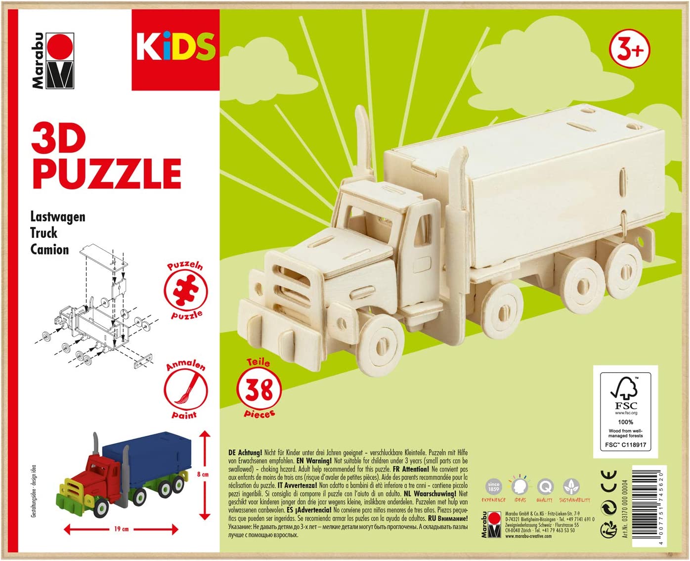 Marabu KiDS 3D Puzzle Truck / Lastwagen, 38 Teile, ab ...