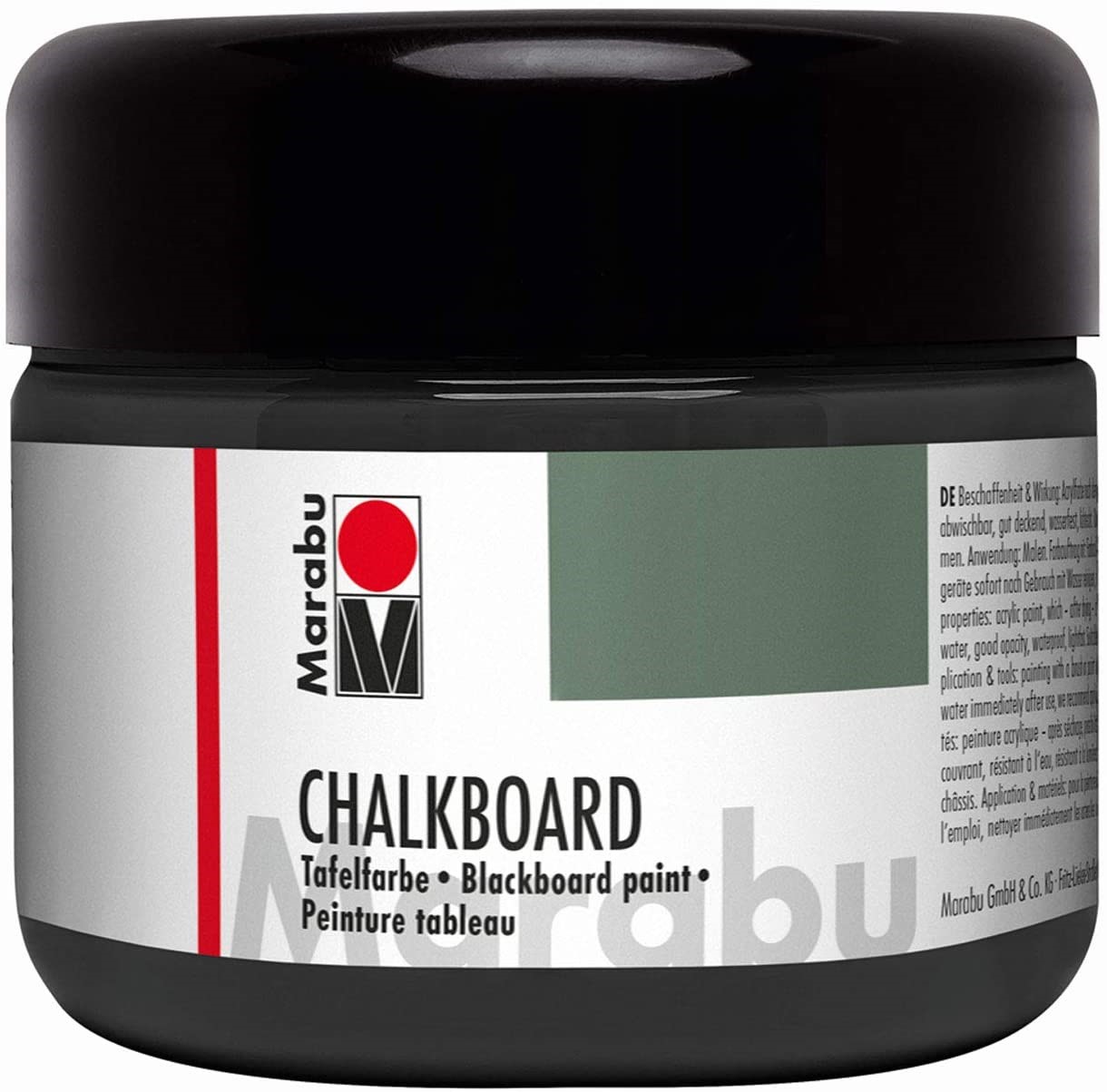 Marabu CHALKBOARD Tafelfarbe, Tafel Schwarz 875, 225 ml