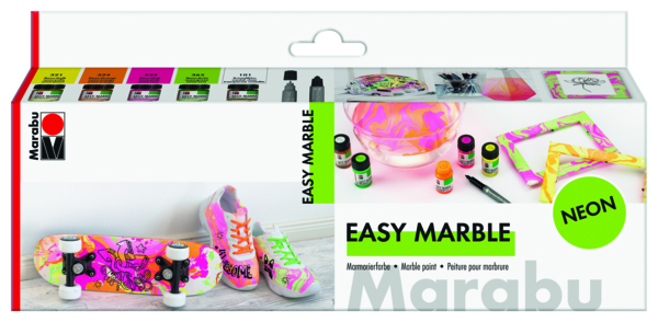 Marabu Marmorierfarbe "easy marble", Set NEON
