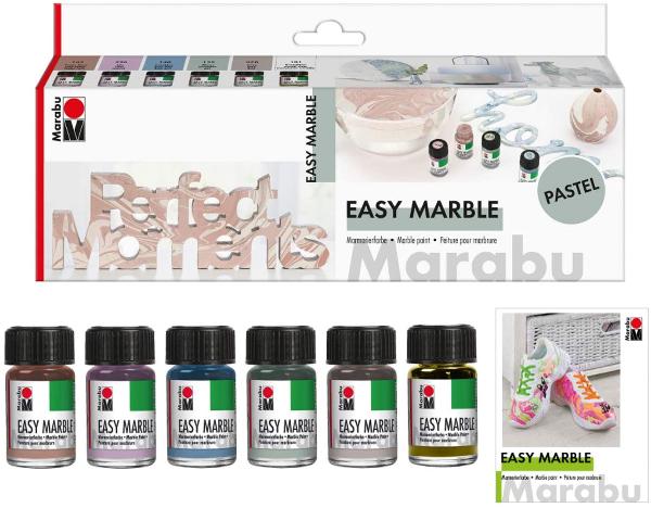 Marabu Marmorierfarbe "easy marble", Set PASTELL