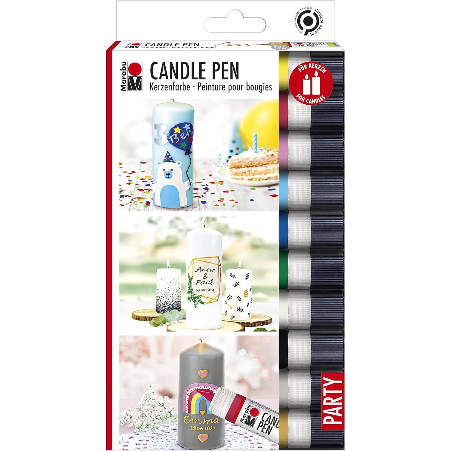 Marabu Kerzenmalfarbe "Candle Liner", 10er Set