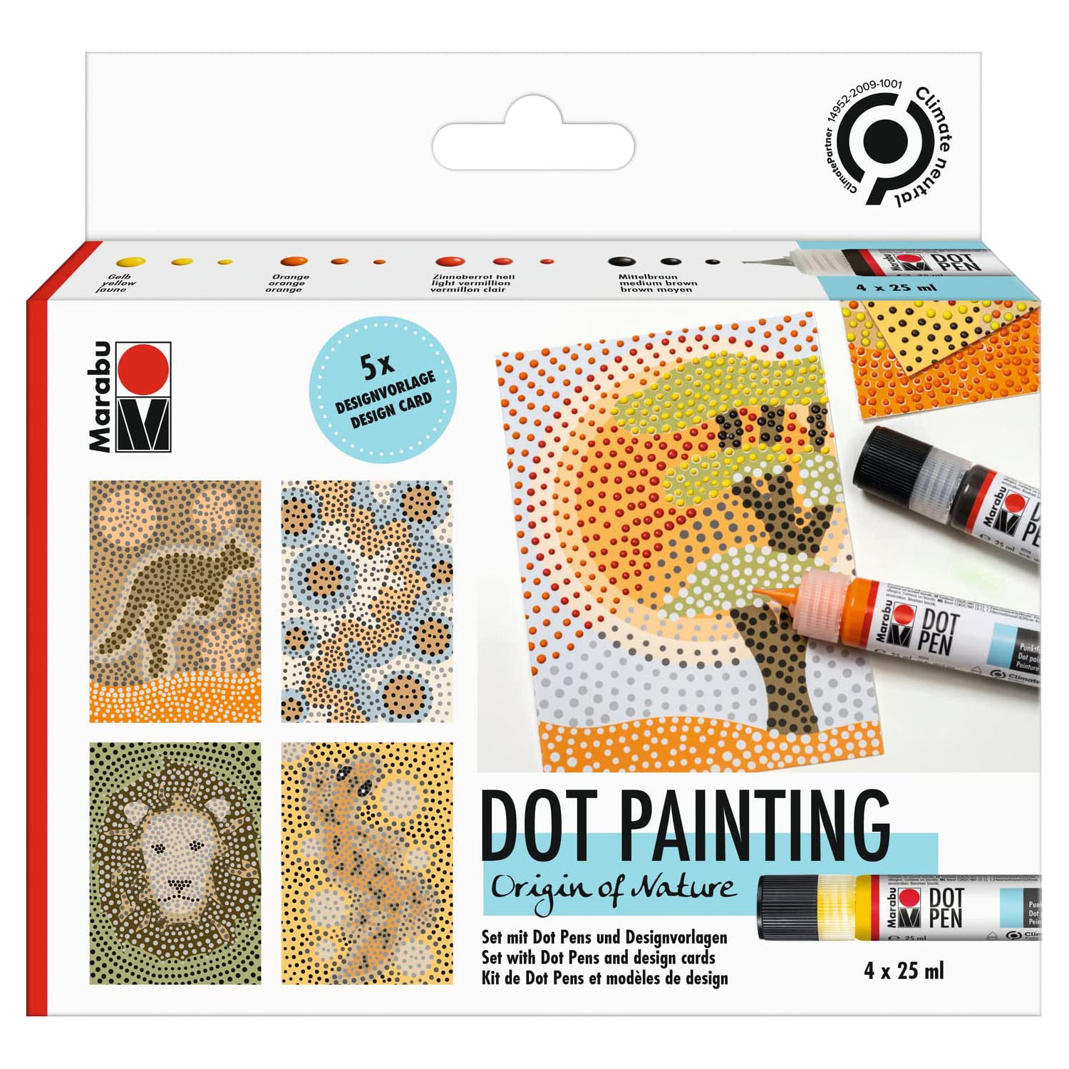 Marabu Punktfarbe Dot Pen Set "Origin of Nature", 4 x 25 ml