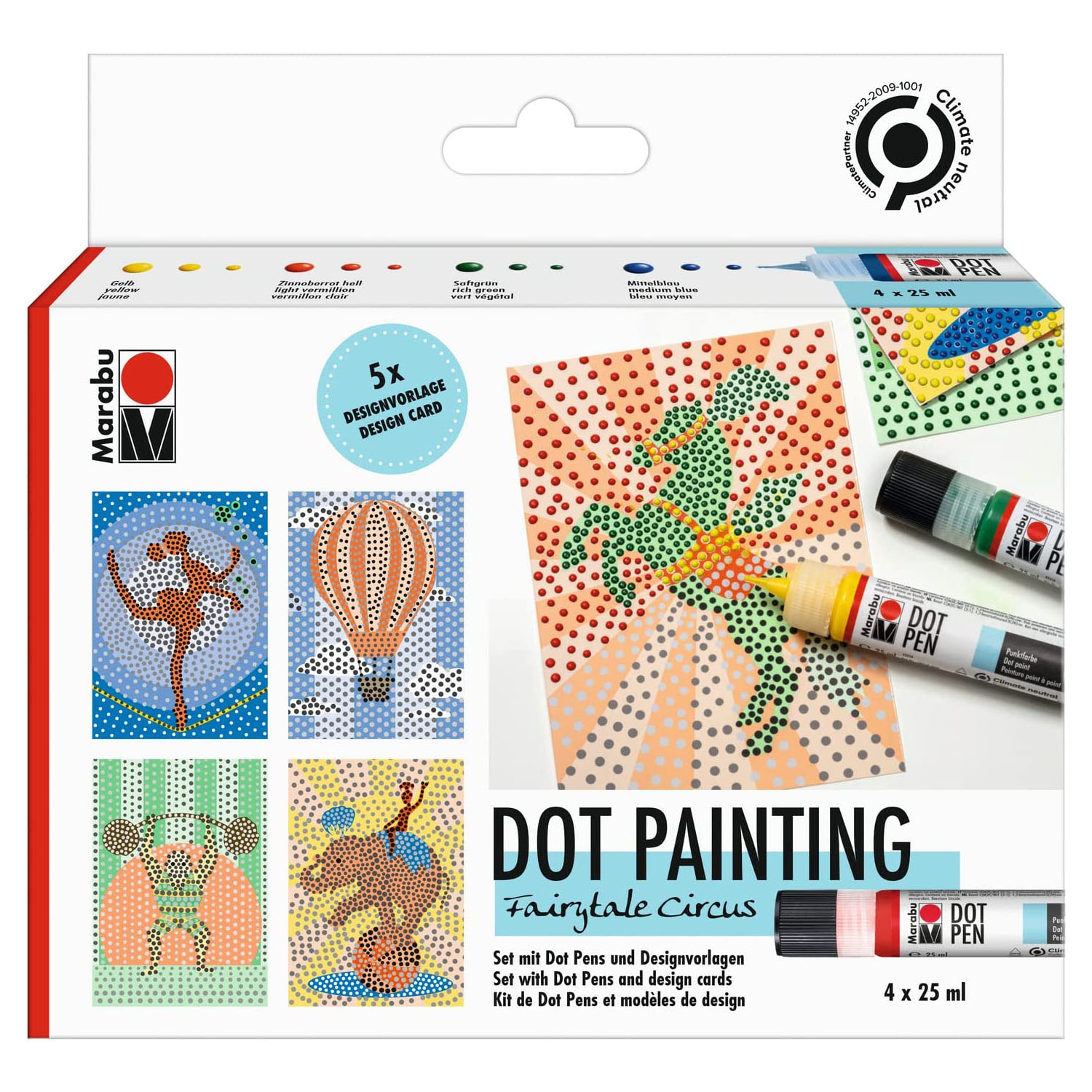 Marabu Punktfarbe Dot Pen Set "Fairytale Circus", 4 x 25 ml