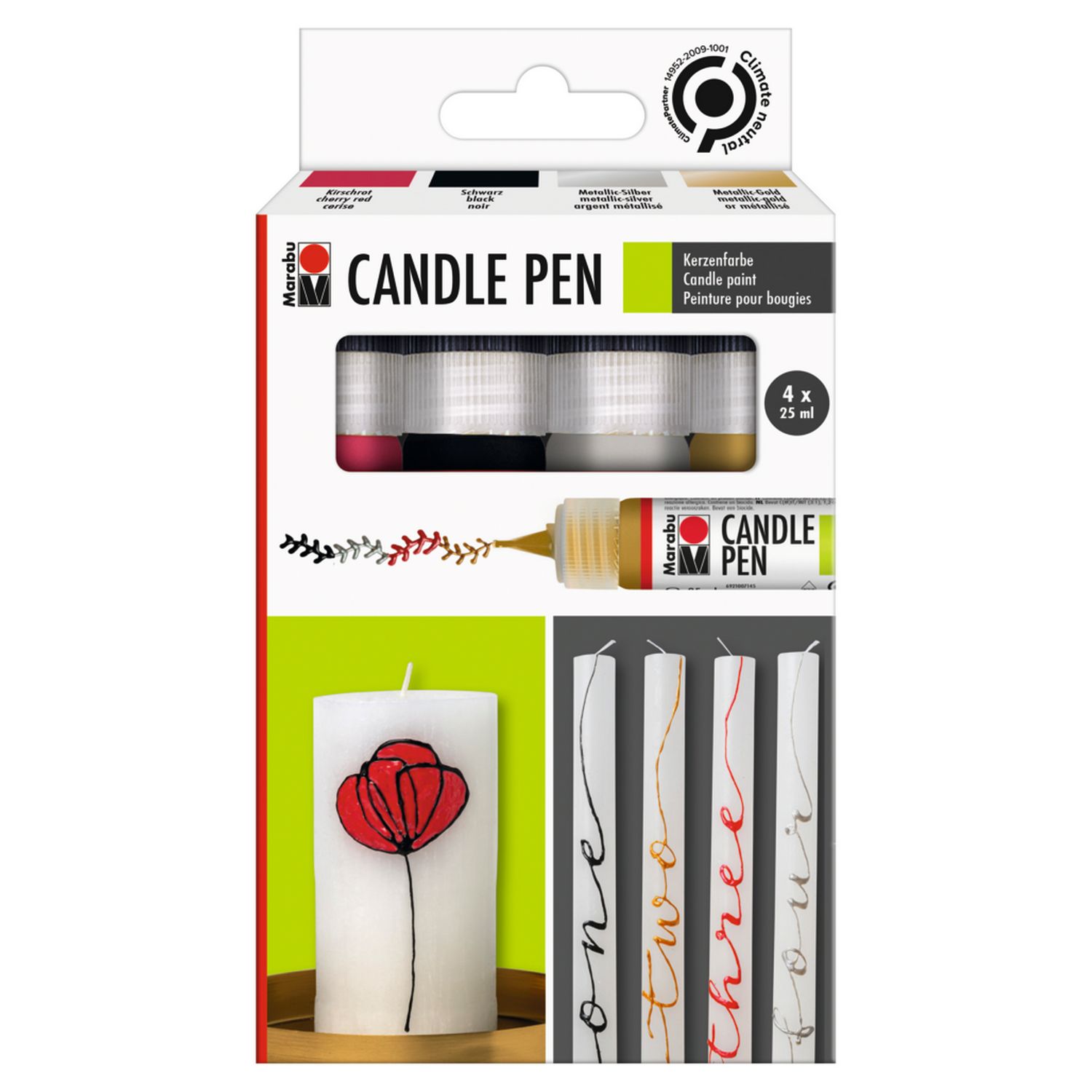 Marabu Kerzenstifte Candle Pen, 4 x 25 ml Farbe