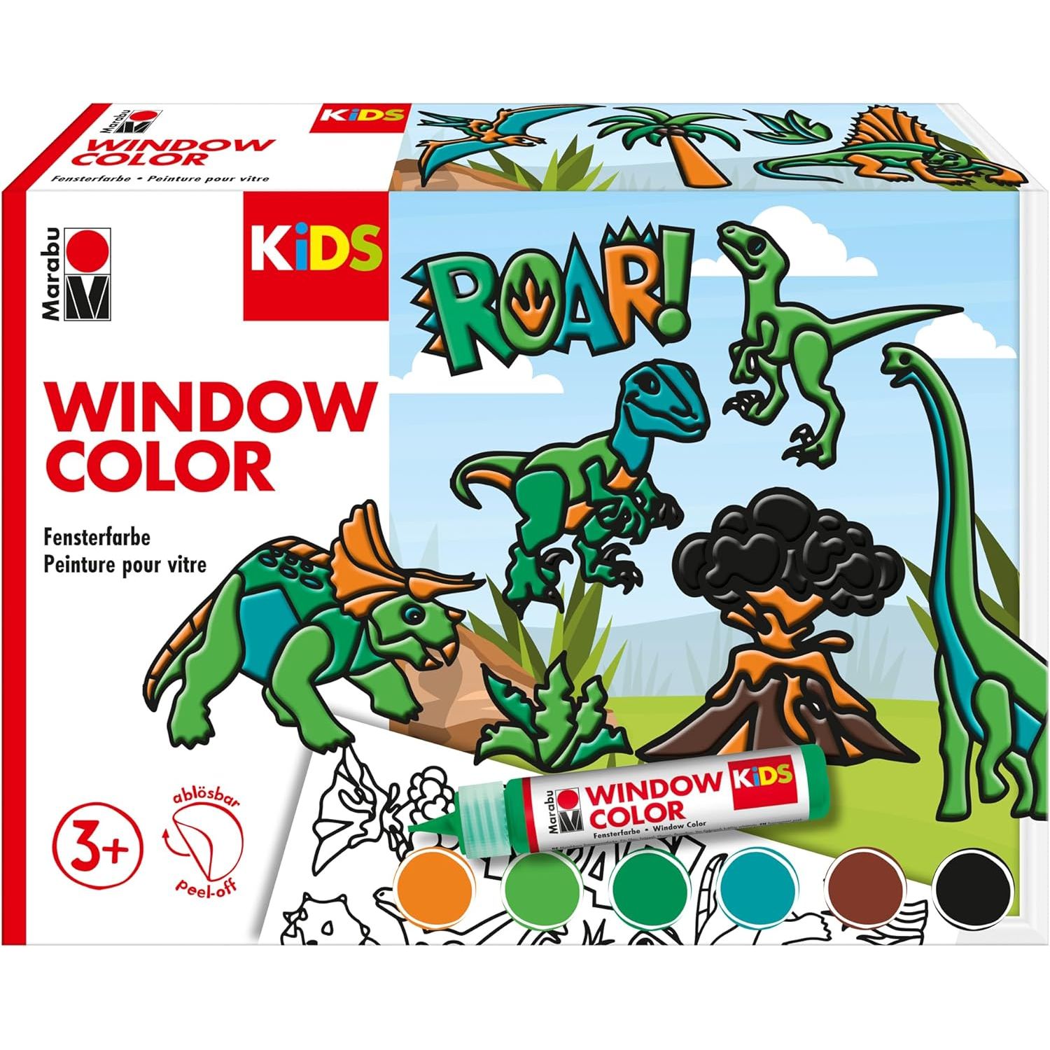 Marabu KiDS Window Color Set Dinosaurier, 6 x 25 ml Fens...