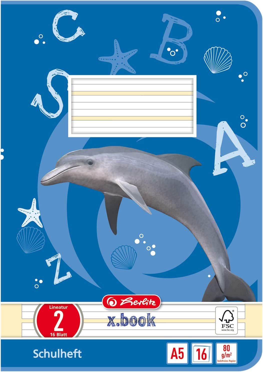 herlitz Schulheft x.book, DIN A5, Lineatur 2 / liniert