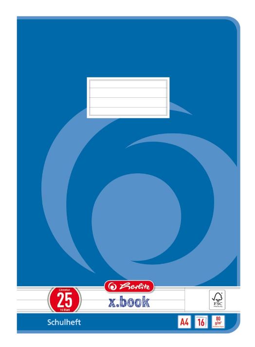 herlitz Schulheft x.book, DIN A4, Lineatur 25 / liniert