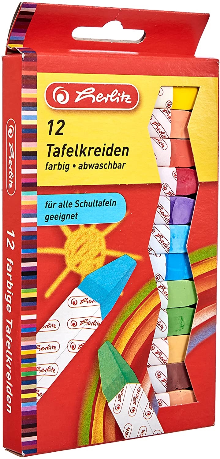 herlitz Wandtafelkreide, farbig sortiert, 12er Karton-Etui