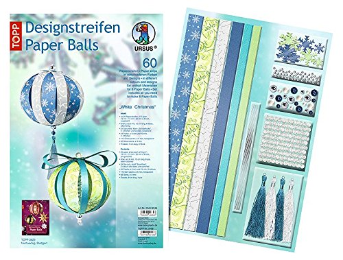 URSUS Designstreifen Paper Balls White Christmas