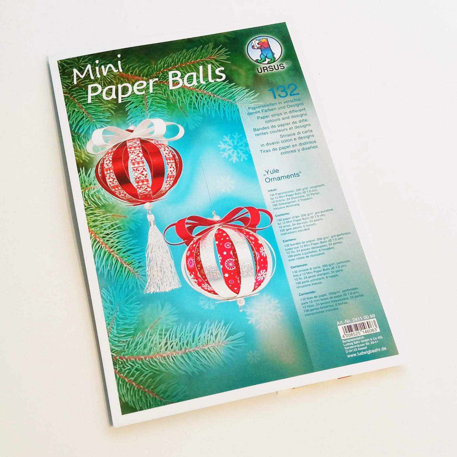 URSUS Designstreifen Mini Paper Balls Yule Ornaments